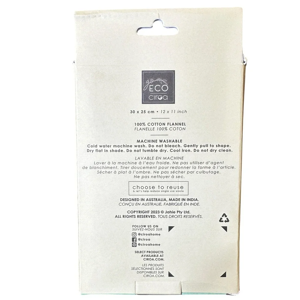 Ciroa Go Eco Reusable Kitchen Towels Set of 20 Cotton Flannel Black White NWT